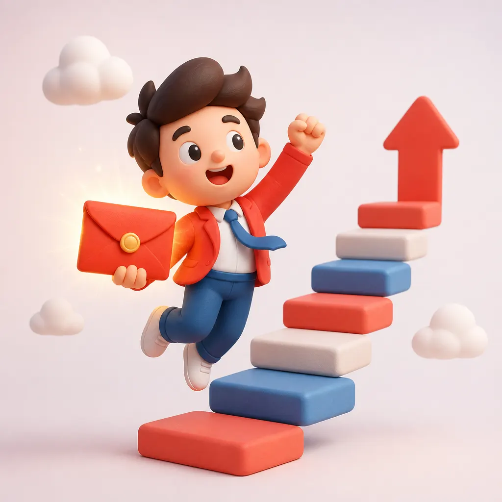 3D cartoon celebrating career growth